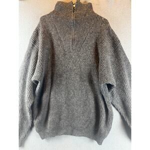 Vintage Norway 1/2 1/4 Zip Sweater 100% Wool L Dale Norway Pullover Grey Gray